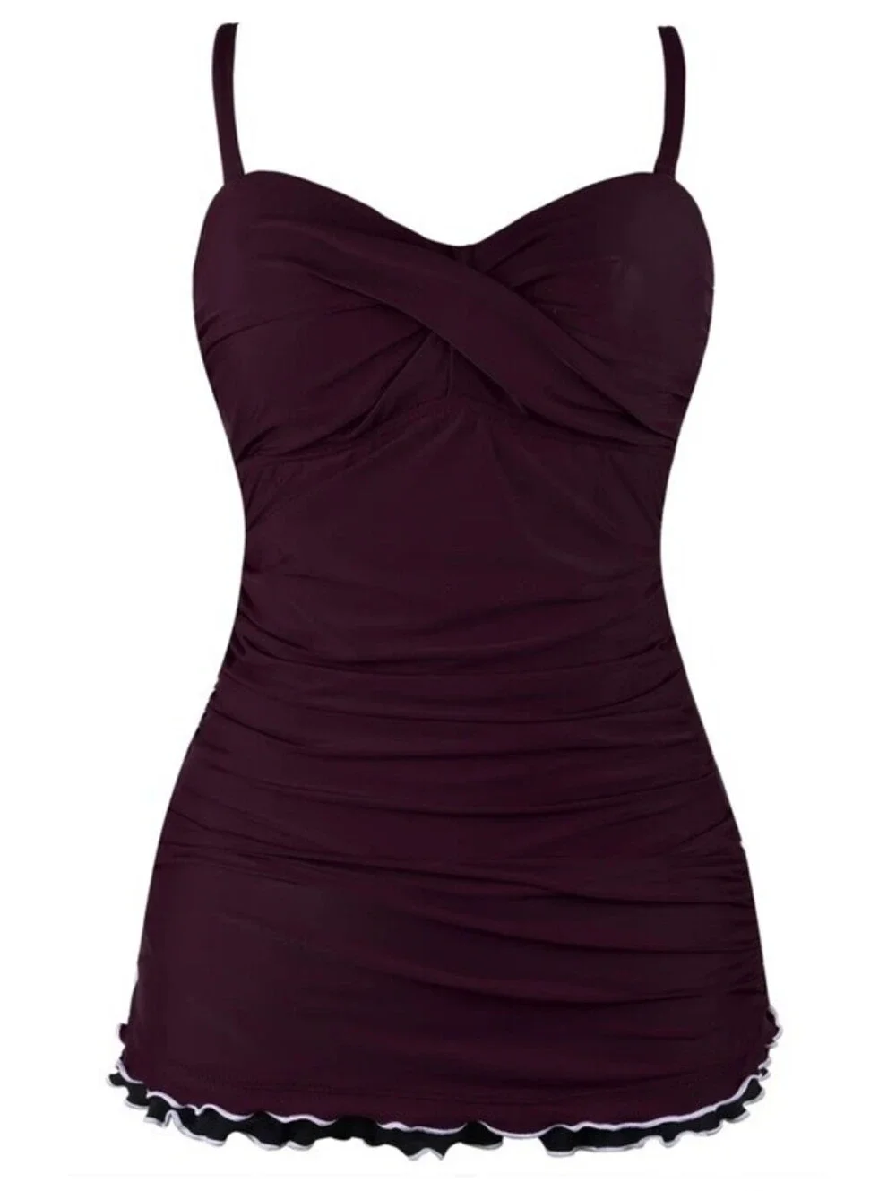 Hilor Women's 16 Burgundy One Piece Swim With Tummy Control Adjustable Straps